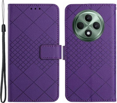 Coverup Hoesje - Geschikt voor OPPO Reno12 F 5G Hoesje - Coverup Rhombus Book Case - Paars