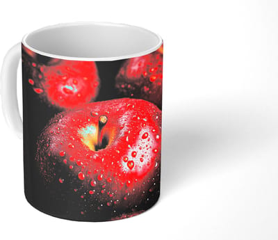 Mok - Koffiemok - Rood - Appels - Fruit - Mokken - 350 ML - Beker - Koffiemokken - Theemok