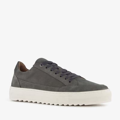 Van Beers leren heren sneakers antraciet - Grijs - Uitneembare zool - Maat 40