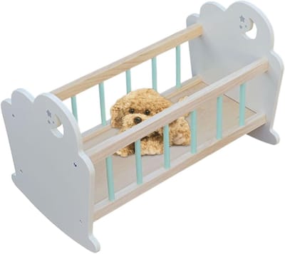 Poppen Wieg - Poppenbedje - Rollenspel - Handgepolijst hout - 55 x 38 x 8 cm - Niet gespecificeerd