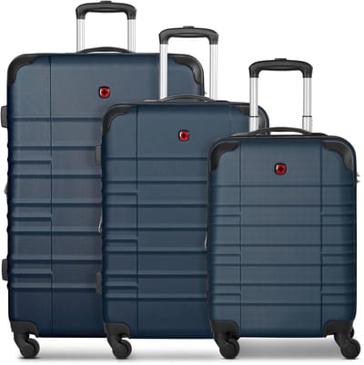 Wenger Amplar Evo 4 wielen Kofferset 3-delig met uitbreidingsplooi - Harde bagage - Combinatieslot - navy blue