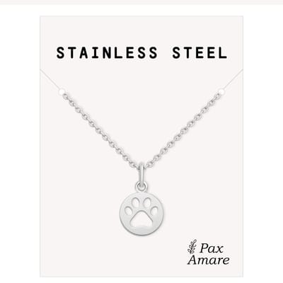 Hondenpootjes Ketting Zilverkleurig - Schattige Pootjes Ketting - Roestvrij Staal / Stainless Steel - 45cm + 5cm verstelbaar - Pax Amare