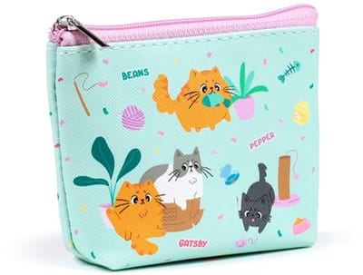 Ritsportomonnee - Beans & Co Cats - PVC - Lichtblauw - 11x8x3cm