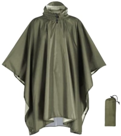 carmdering - 3 In 1 Regenponcho - Zonnescherm En Picknickkleed - Lichtgewicht Ademend Duurzaam Voor Fietsen Wandelen Kamperen Vissen - 1 Stuk - Voor Heren & Dames Groen