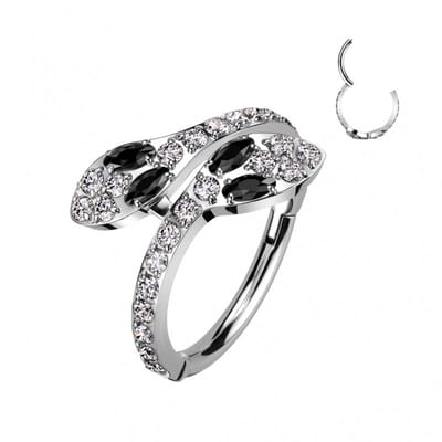Piercing titanium ring snake 1.2x8 - zilver - LMPiercings