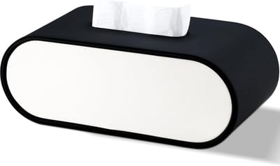 Ynkkvre - Tissuebox - Tissuedoos - Servethouder - PU Leer Ovaal Design - Voor Badkamer, Woonkamer en Kantoor - Vrolijke Kleuren Zwart - Lichtgewicht en Duurzaam