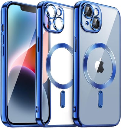 Telefoonhoesje Geschikt voor iPhone 13 – Siliconen Hoes met Chroom – Compatibel met MagSafe – Geïntegreerde Camerabescherming – Donkerblauw – FuturiQ