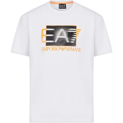 Emporio Armani EA7 SS23 Letter Logo Print Ronde Hals Korte Mouw T-shirt Heren tops Wit 3RPT02-PJNUZ-1100 L white