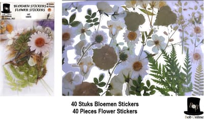 Bob Online ™ - 40 Stuks – Wit Bloemenstickers PET – Transparant Bloemstickers voor Scrapbooking, Kaarten Maken, Inpakken, DIY Ambachten, Waterflessen, Telefoonhoesjes, Laptops – Flower Stickers PET – Retro Floral Stickers White
