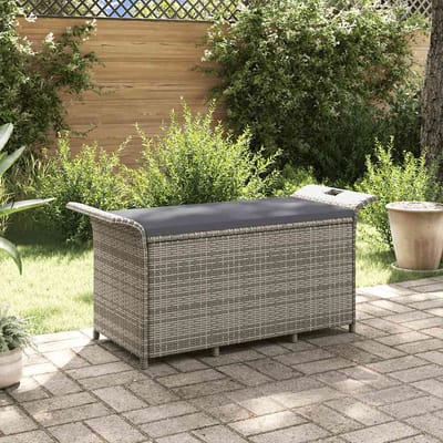 vidaXL - Tuinbank - met - kussen - 116x46x57 - cm - poly - rattan - grijs