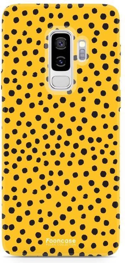 Fooncase Hoesje Geschikt voor Samsung Galaxy S9 Plus - Shockproof Case - Back Cover / Soft Case - POLKA / Stipjes / Stippen / Oker Geel