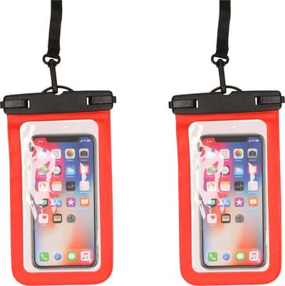 Bellatio design Telefoonhoesje - 2 ST - waterdicht - rood - voor alle schermen tot 6 inch