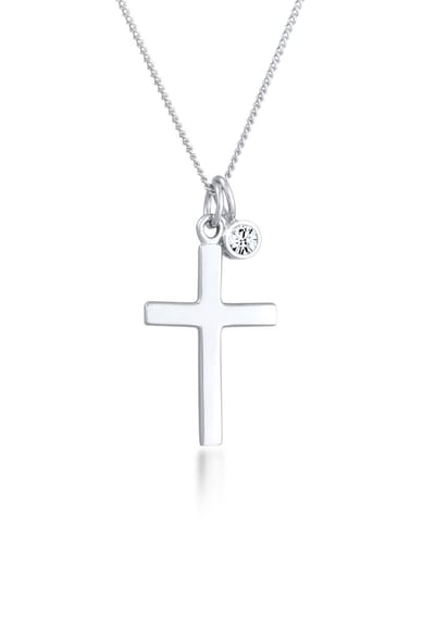 Elli - Halsketting - Dames Kruis Hanger Religie Tijdloos met kristal in 925 Sterling Zilver - Dames