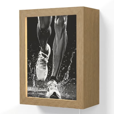 Wandlamp 15x20 cm - Oplaadbaar - Hardloopschoenen - Rennen - Druppels - Zwart - Wandlampen binnen woonkamer - Slaapkamer lamp met kabel - Decoratieve nachtlamp - Vloerlamp snoer