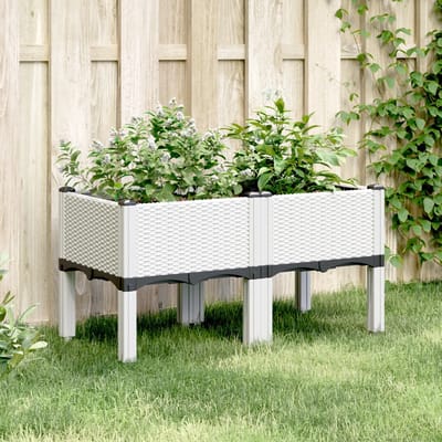vidaXL - Plantenbak - met - poten - 80x40x42 - cm - polypropeen - wit