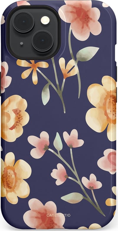 Casetastic Hoesje Geschikt voor Apple iPhone 15 Magsafe - Stijlvolle Beschermende Duo-layer Case - Fluweel Bloemendesign