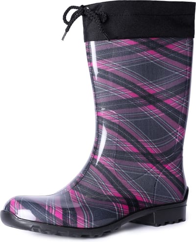 Ladeheid Dames Regenlaarzen - Rubberen Laarzen met manchet Waterdichte - PVC - LA-LMG-879-Aspen - Violet/Geruit - 36