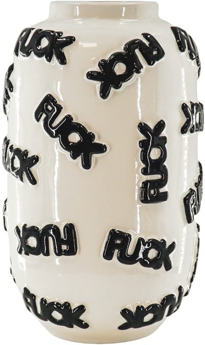 Housevitamin Vaas – Bloemenvaas ‘F*CK’ – Keramiek – Wit/Zwart – 17x17x27 cm – Design Eyecatcher – Statement Vaas