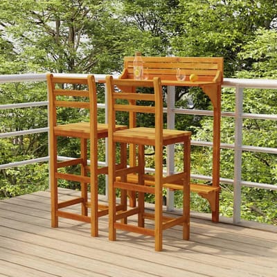 Balkon Barset - Bistrotset Buiten - Buiten Zitten - Massief Acaciahout - 3-delig - Natuurlijk Hout