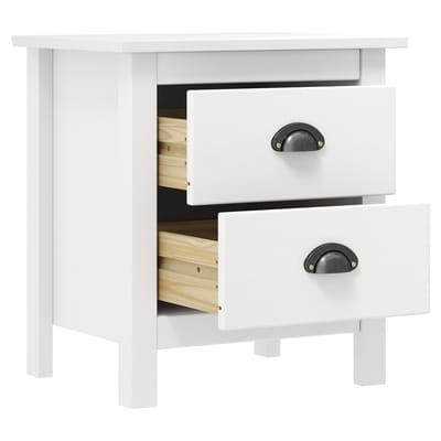 vidaXL - Nachtkastje - Hill - 46x35x49,5 - cm - massief - grenenhout - wit
