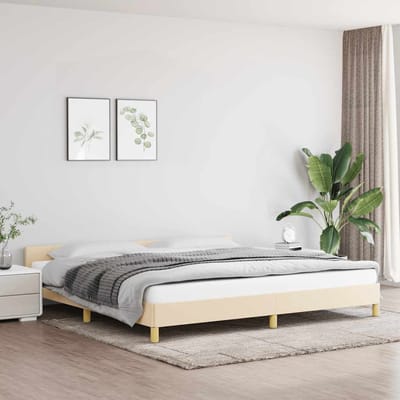 vidaXL - Bedframe - zonder - matras - stof - crèmekleurig - 200x200 - cm