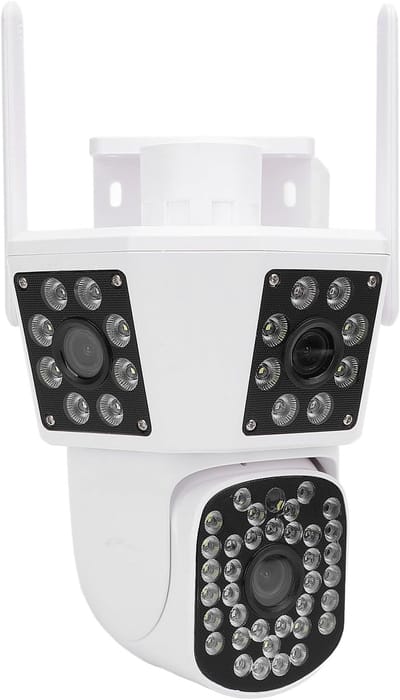 Beveiligingscamera HD - IP Camera Binnen - Huisbewaking Nacht - Drie Lens Technologie - IP55 Waterdicht - Wit
