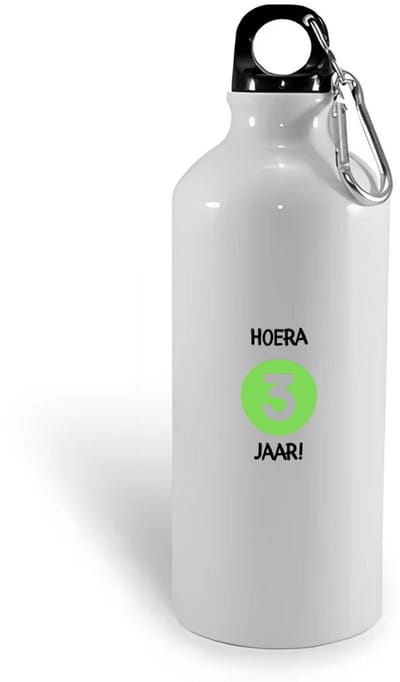 Hacebo® - Hoera 3 jaar waterfles - Verjaardag - Jarigen - Verjaardagscadeau - peuter - Happy birthday - water fles - 400ML