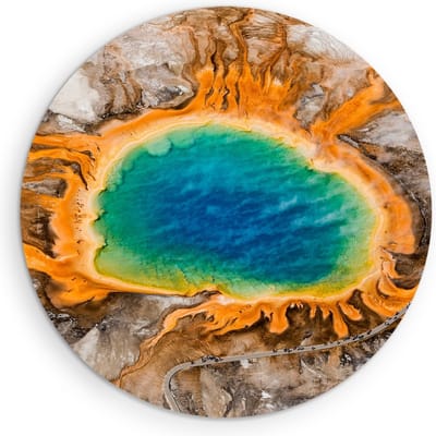 Saammp Muurcirkel Hout - Kleurrijk water - Landschap - Natuur - Ø 90 - Wandcirkel - Wanddecoratie Cirkel - Muurdecoratie Woonkamer - Slaapkamer decoratie - Rond Schilderij