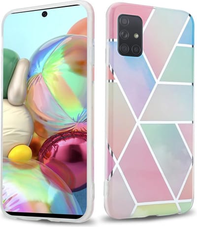 Cadorabo Hoesje geschikt voor Samsung Galaxy A71 5G in Regenboog Marmer No. 11 - Beschermhoes gemaakt van TPU siliconen Case Cover met mozaïek motief