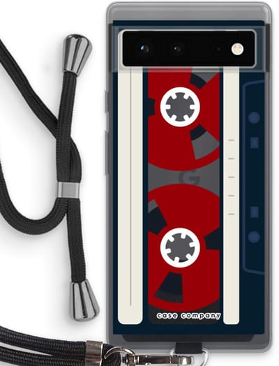 Case Company® - Hoesje met koord geschikt voor Google Pixel 6 hoesje met Koord - Here's your tape - Telefoonhoesje met Zwart Koord - Bescherming aan alle Kanten en Over de Schermrand