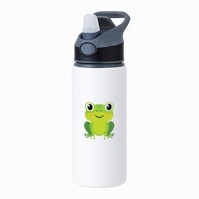Hacebo® - Kikkers waterfles met rietje zwart - Kikker - Dieren liefhebbers - Amfibie - pad - water fles - 650ML
