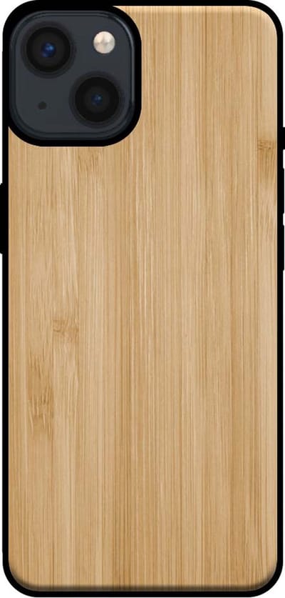 Smartphonica Telefoonhoesje voor iPhone 13 met houten look - backcover bamboo kunsthout hoesje - Bruin geschikt voor iPhone 13
