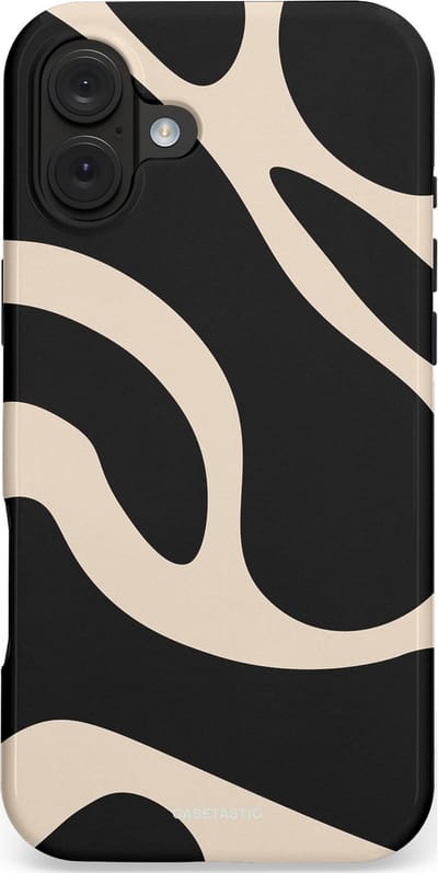 Casetastic hoesje geschikt voor Apple iPhone 16 Plus - MagSafe - Dubbellaagse bescherming - Zwart Zand Organische Golven - Fashion Case - Zwart Zand