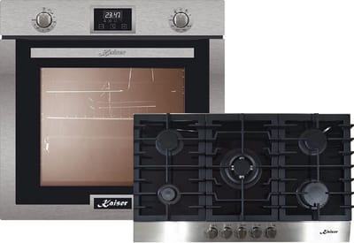 Kaiser - inbouwoven - EG 6372 - incl KCG 9386 Turbo glaskeramische gaskookplaat - kookplaat - 86 cm - inbouwgasoven - zelfreinigend - 79L - met 1-voudige telescoopgeleider