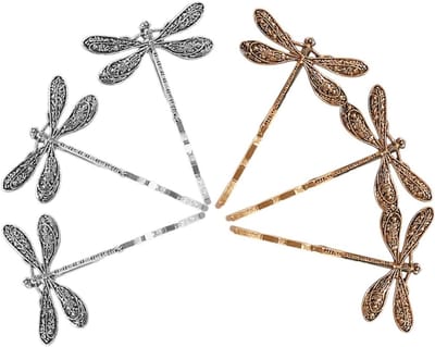 Vintage libellen haarspelden - 6 stuks decoratieve haarclips voor meisjes, metalen haaraccessoires en trendy haarmode