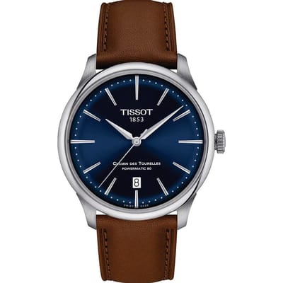 Tissot Durul Serie Automatisch Mechanisch Uurwerk 50m Waterbestendig Horloge 39mm Blauwe Wijzerplaat Roestvrijstalen Kast Leren Band T139.807.16.041.00 Regular Watch Box