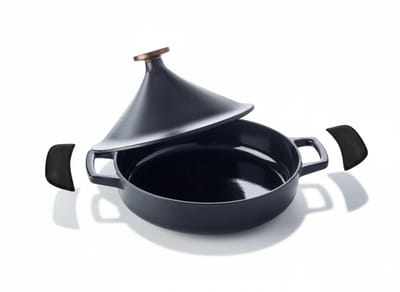 Alva Tajine Nori Inductie ø 28 cm / 3 liter + Gratis Leren Handvaten - geëmailleerde anti-aanbaklaag - geschikt voor alle warmtebronnen
