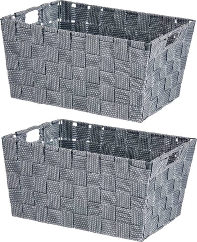 Kast/badkamer opbergmandjes - Set van 2x stuks - zilvergrijs - 30 x 20 x 14 cm - 10 liter - opbergmandjes