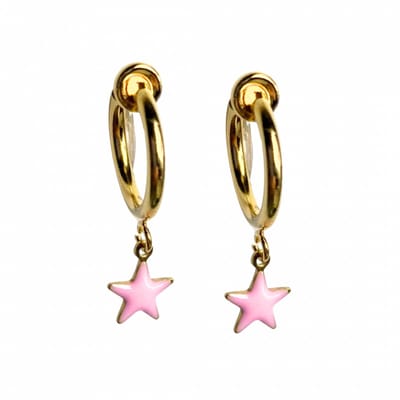 Klem oorbellen- licht roze- ster- goudkleurig-geen gaatje-Charme Bijoux