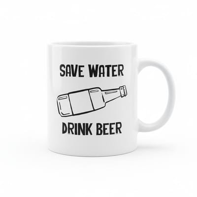 Save Water Drink Beer Mok – Grappige Tekst voor Bierliefhebbers – Witte Keramische Koffiemok 330 ml