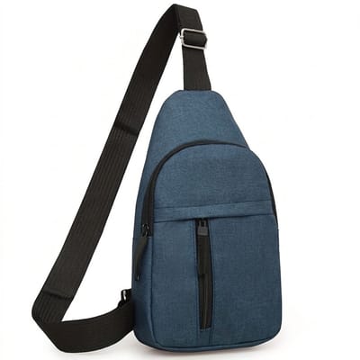 Blauwe crossbody tas heren borsttas schoudertas canvas look compacte vrijetijdstas verstelbare schouderband casual sportieve sling bag