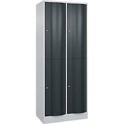 C+P Garderobekast Resisto, 2 vakken, 4 legborden, B 772 x D 540 x H 1950 mm, lichtgrijs/antracietgrijs