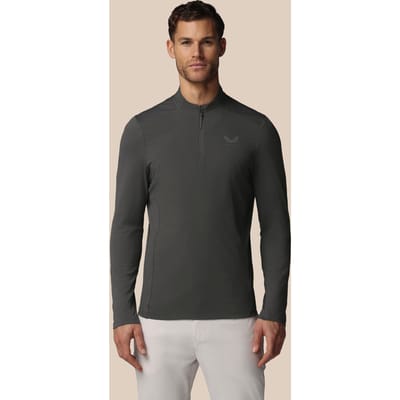Heren Golf Lvs Kwartrits Top Met Lange Mouwen - Gunmetal