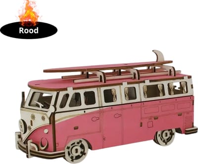 Livano Bouwpakket Hout - Kinderen - Volwassenen - Bouwpakketten Volwassenen - Boot - Houten Puzzel - 3D - Camper - Rood