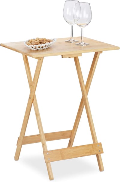 Famanu – Bamboe klaptafel - voor woonkamer - balkon & terras - HxBxD: 63 -5x48x38 cm - bijzettafel inklapbaar - natuur
