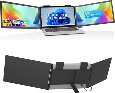 KAD® Portable Monitor - Dubbele Monitor - Draagbare Monitor - Draagbaar Scherm - Zwart - 1cm x 34cm x 21cm