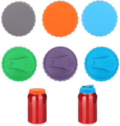 Dailygoods- Siliconen Deksels - 6 Stuks Veelkleurig - Herbruikbaar/Lekvrij - Inclusief Rietjes - Voor Frisdrankblikjes/Bier/Sap - 6,5x1cm, Binnendiameter 5,4cm - Drankdeksel