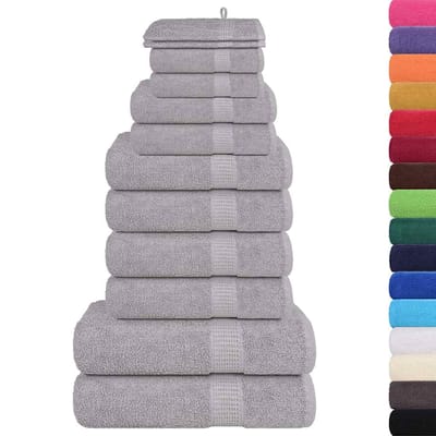 vidaXL - 12-delige - Handdoekenset - FROGN - 360 - g/m² - grijs