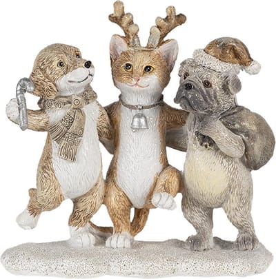 Clayre & Eef Beeld Dieren 13x5x12 cm Grijs Beige Kunststof Dieren