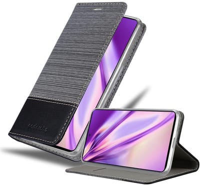 Cadorabo Hoesje geschikt voor Samsung Galaxy M31s in GRIJS ZWART - Beschermhoes met magnetische sluiting, standfunctie en kaartvakje Book Case Cover Etui
